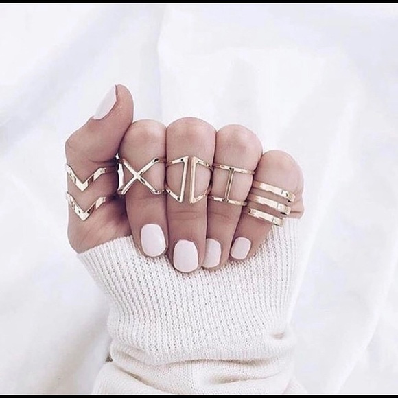 geo jewelry Jewelry - Set of 5 Geometric rings